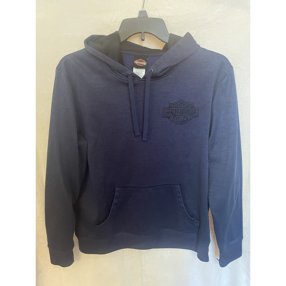 Harley Davidson Hoodie Mens L‎ Bar And Shield  Blue Sweatshirt Logo